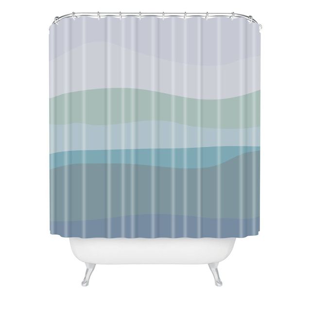 June Journal Calming Ocean Waves Shower Curtain Blue - Deny Designs: Zig Zag Pattern, Microfiber, Machine Washable