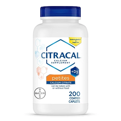 Citracal Petites Calcium Supplement with Vitamin D3, Dietary Supplement for Bone Health Support Coated Caplets - 200ct
