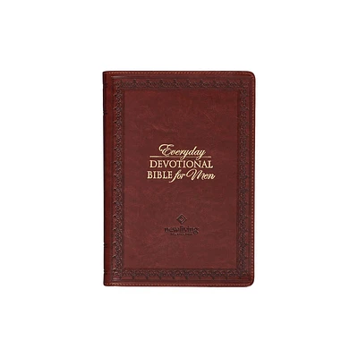 NLT Holy Bible Everyday Devotional Bible for Men New Living Translation, Vegan Leather, Burgundy Debossed - (Leather Bound)