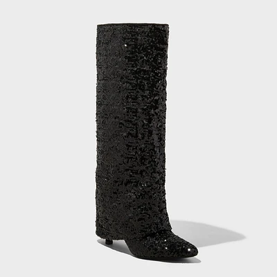 Women Abba Wide Calf Sequin Foldover Tall Boot