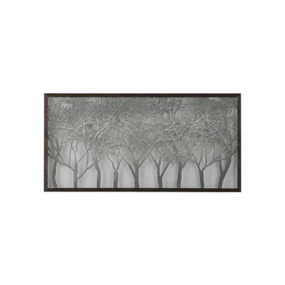 39.5x19.5 Giotto Forest Shadow Box Wall Decor Gray/Dark Brown - A&B Home: Transitional Style, Botanical Artwork