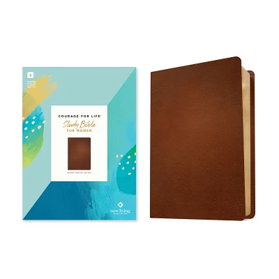 NLT Courage for Life Study Bible for Women (Genuine Leather, Brown, Filament Enabled) - by Ann White (Leather Bound)