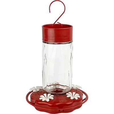 Natures Way 20oz Scarlet Swirl Glass Hummingbird Feeder: Easy Clean, Weather-Resistant, 5 Feeding Stations