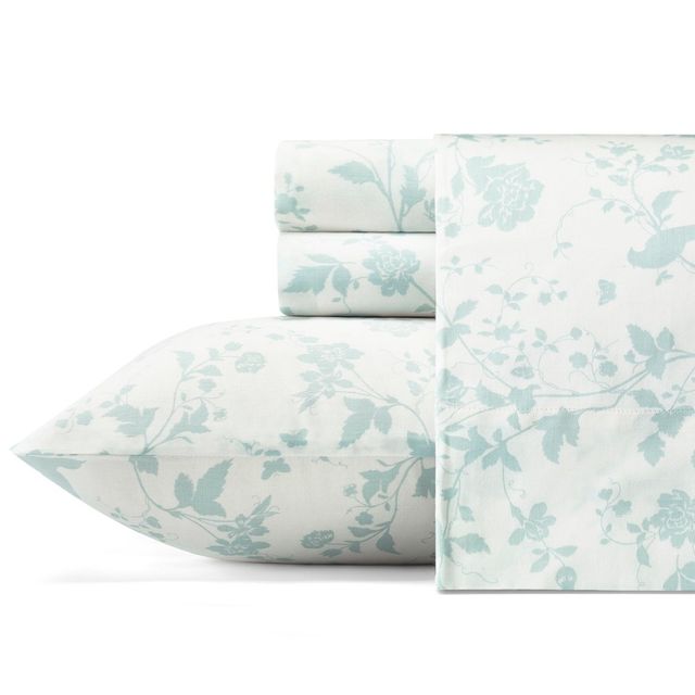 Cotton Garden Palace 300 Thread Count Sheet Set (Queen) Pastel Blue - Laura Ashley