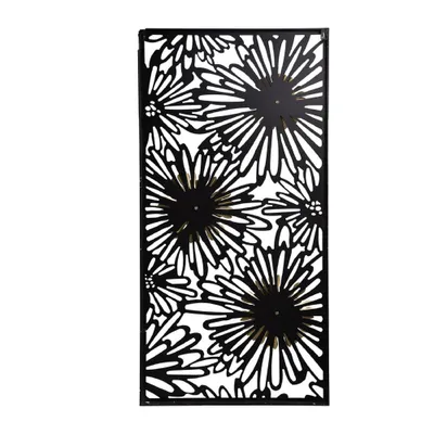 19x39 Floral Metal Wall Decor Black/Gold - A&B Home: Iron Art Deco, Botanical Unframed Vertical Wall Art