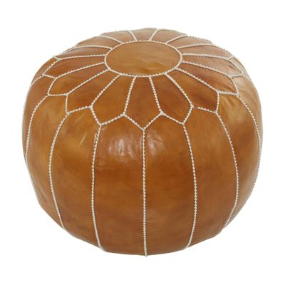 Bohemian Moroccans Leather Pouf  - Olivia & May: Indoor Use, No Assembly Required