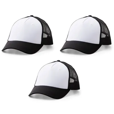 Cricut 3ct Trucker Hat Blank Black/White: Polyester Craft Hat for Cricut Projects, 4.4 Height, 11.8 Depth, 8.5 Width