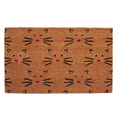 14 x 24 Love Cats Indoor/Outdoor Coir Doormat Black/Red - Entryways: Welcome Mat with PVC Backing