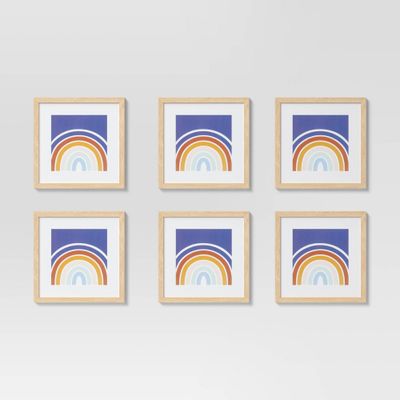 (Set of 6) 11 x 11 Matted to 8 x 8 Frame Set Natural - Room Essentials