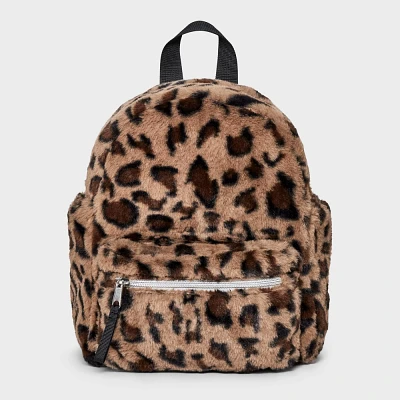 Kids Mini Faux Fur Leopard Print Backpack - art class