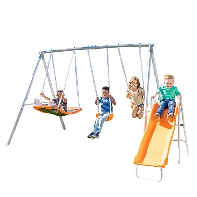 Sportspower Gladstone Metal Swing and Slide Set - Gray/Orange