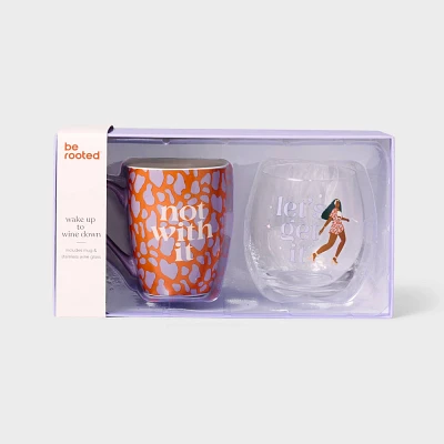 Black History Month Be Rooted Not With It and Lets Get It Mug and Wine Gift Set