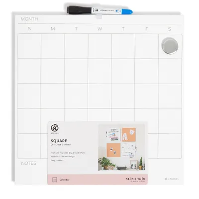 U Brands 14 Square Dry Erase Calendar Board