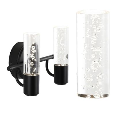 JONATHAN Y 10.75 2-Light Bolha Minimalist Bubble Acrylic/Iron Wall Sconce Light Black: ETL Listed, Modern Vanity Fixture