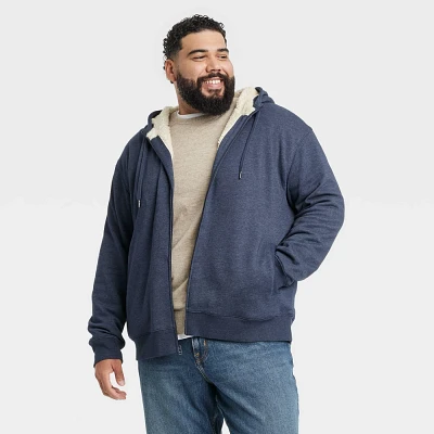 Men Big & Tall High Pile Lined Zip-Up Hoodie