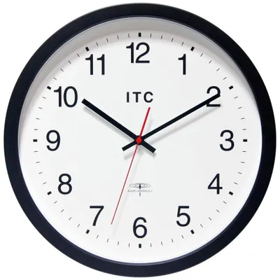 12 Time Keeper Wall Clock Black - Infinity Instruments: Atomic, Indoor, Modern Decor