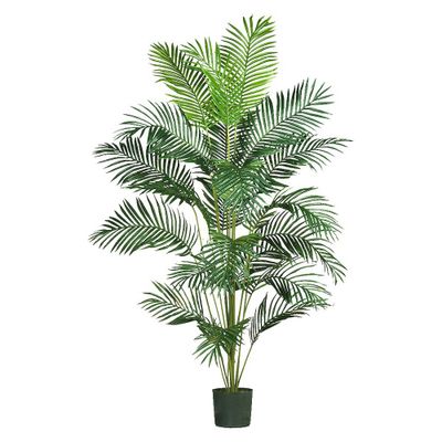 Nearly Natural 7 Paradise Palm: Indoor Faux Polyester Palm with Plastic Pot, No Assembly Required