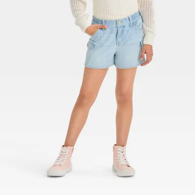 Girls High-Rise Cargo Jean Shorts