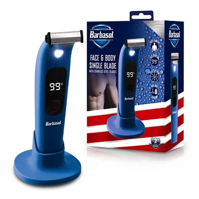 Barbasol LCD Display Rechargeable Face and Body Single Blade with Built-In Light Trimmer