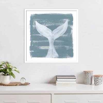 Amanti Art Soft Sea Whale Tail by Yvette St. Amant Wood Framed Wall Art Print