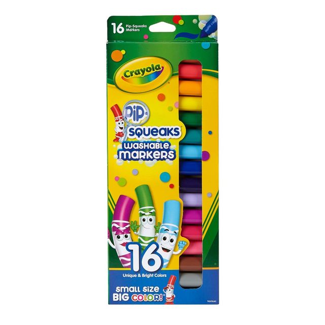 Crayola 16ct Pipsqueaks Washable Markers: Non-Toxic Toddler Art Supplies, Bold Multicolored School Stationery