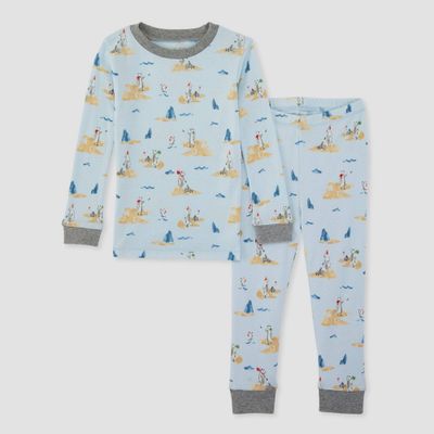 Burts Bees Baby Toddler 2pc Snowball Fight Organic Cotton Footed Pajama Set