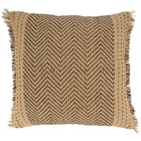 Cotton Kantha Stitch Square Pillow Cover with Fringe: Saro Lifestyle