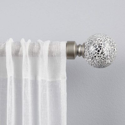 Exclusive Home 66-120 White Mosaic Curtain Rod