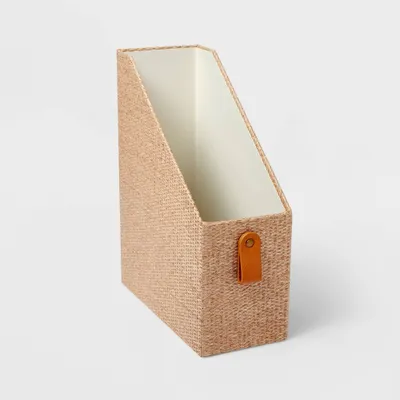 Woven Magazine File Holder Taupe - Threshold: Desk Organizer, Office Supplies, Document Holder, FSC Certified