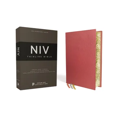 Niv, Thinline Bible, Premium Goatskin Leather, Coral, Premier Collection, Black Letter, Gauffered Edges, Comfort Print - by Zondervan