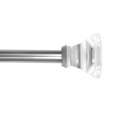 Decorative Drapery Curtain Rod with Acrylic Square Finials Brushed Nickel