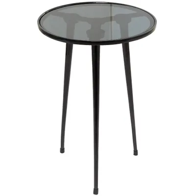 Contemporary Metal and Glass Accent Table with Tripod Base - & May: Drink