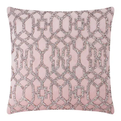 20x20 Oversize Lattice Square Throw Pillow Pink - Sparkles Home: Luxury Glam Style, Hand Wash, Zippered Cover