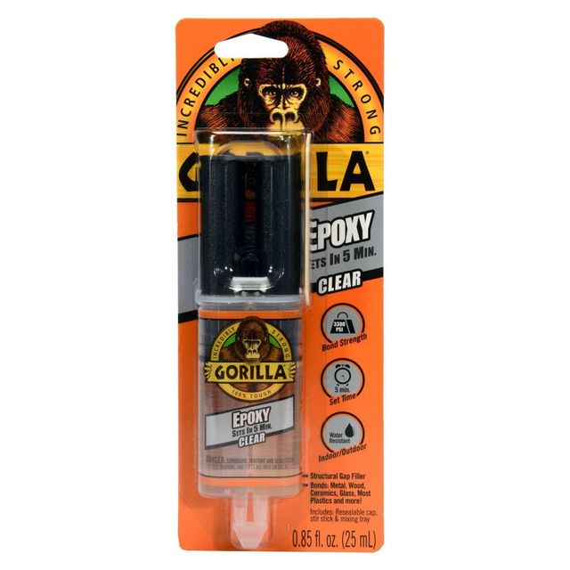 Gorilla Epoxy Adhesive Clear: Strong Epoxy Glue for Plastic & More, 0.85 oz, Glue for Art & Office Use