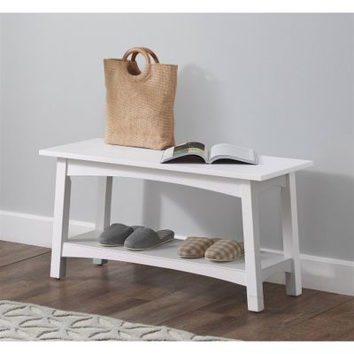 36 Middlebury Wood Entryway Bench White - Alaterre Furniture: Storage Shelf, Compact Design