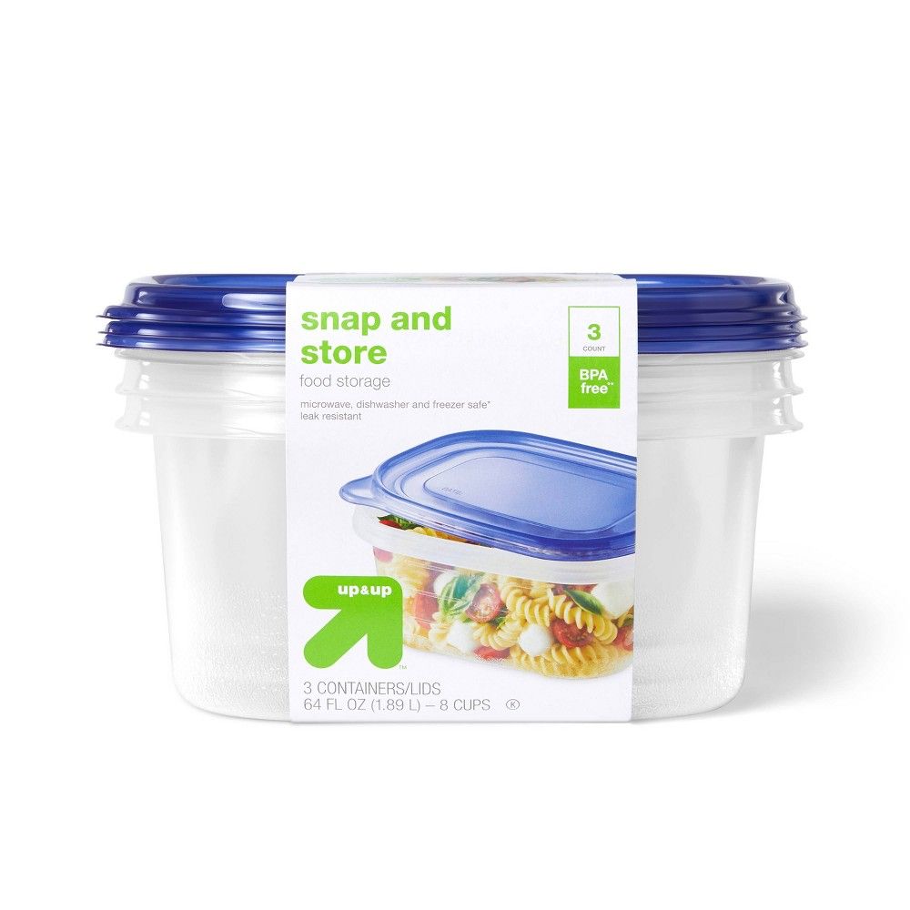 3 X Food Storage Container Freezer Microwave Dishwasher Safe Lids