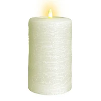 LumiPur 3.5x7 Signature Natural Glow Flameless Wax Pillar LED Candle Linen White