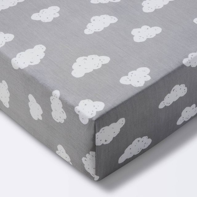 Crib Fitted Sheet Clouds - Cloud Island Gray