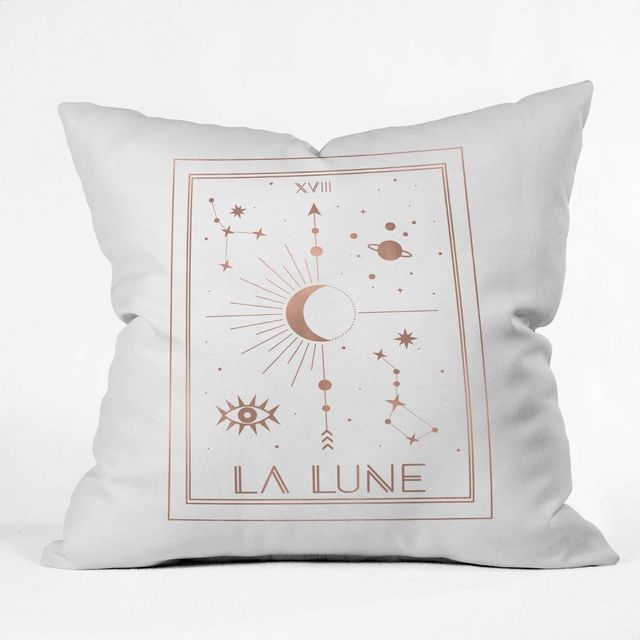 16x16 Emanuela Carratoni La Lune or The Moon Throw Pillow White - Deny Designs: Indoor Polyester, Zipper Closure