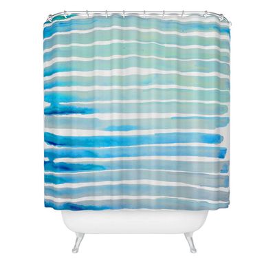 ANoelleJay New Year Water Lines Shower Curtain Blue - Deny Designs