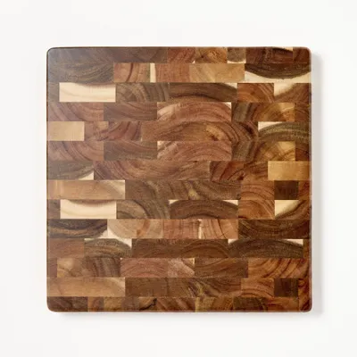 14x14 End Grain Acacia Wood Cutting Board Natural - Figmint