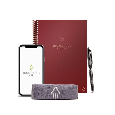 Fusion Smart Reusable Notebook 7 Page Styles 42 Pages 6x8.8 Executive Size Eco-Friendly Notebook Maroon - Rocketbook