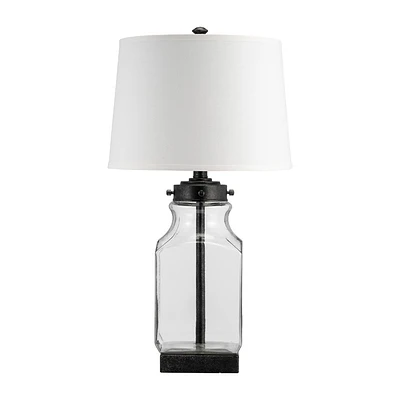 SAGEBROOK HOME 30 Bottle Glass Table Lamp Clear/White: Contemporary Design, Polyester Drum Shade, UL Listed