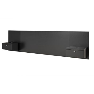 Series 9 Designer Floating King Headboard with Nightstands Black - Prepac: Wall Mounted, Laminated Finish