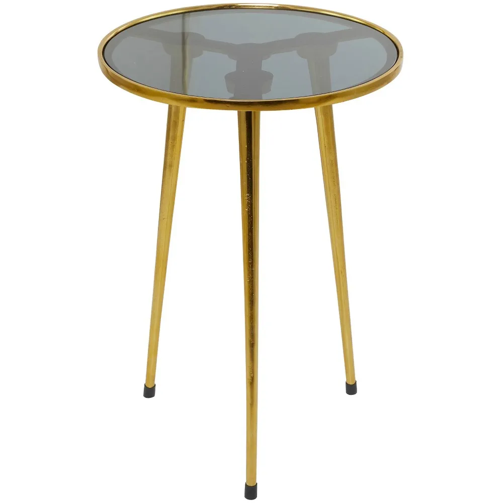 Contemporary Aluminum With Tripod Legs Accent Table Gold - Olivia & May: Velvet Sofa Companion, Brass Decor, Indoor Use