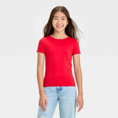 Girls Seamless Short Sleeve T-Shirt- art class Red XS