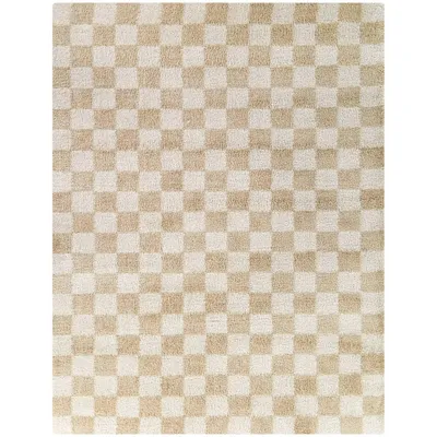 53x7 Havill Classic Checkered Kids Area Rug Beige: Modern, Fade-Resistant, Pet Friendly - Balta Rugs