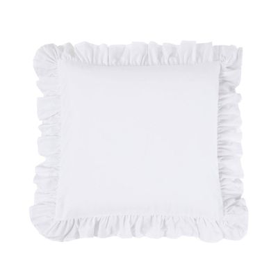 Euro Ruffled Pillow Sham White - Magic Skirt: Microfiber Euro Sham, Tailored Fit, Machine Washable