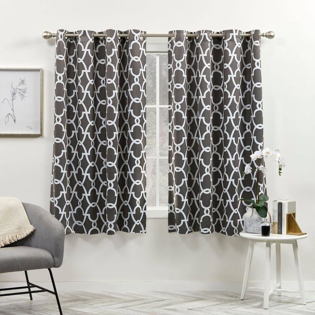 2pk 52x84 Room Darkening Gates Sateen Woven Curtain Panels Dark Gray - Exclusive Home: Insulated, Thermal, Living Room, UV Protection