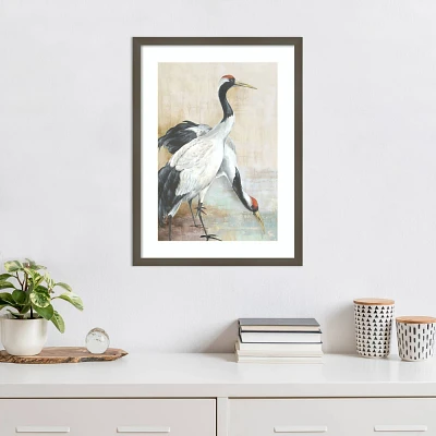 Amanti Art Delicate Cranes by Eli Jones Wood Framed Wall Art Print